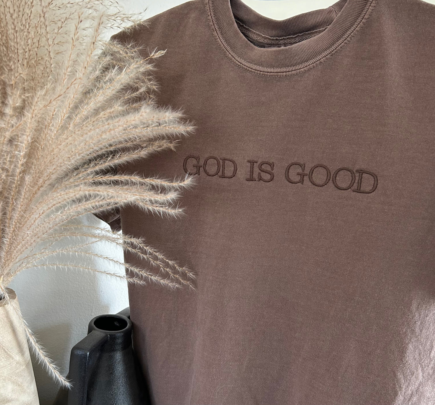 Embroidered God is Good Comfort Colors Tshirt