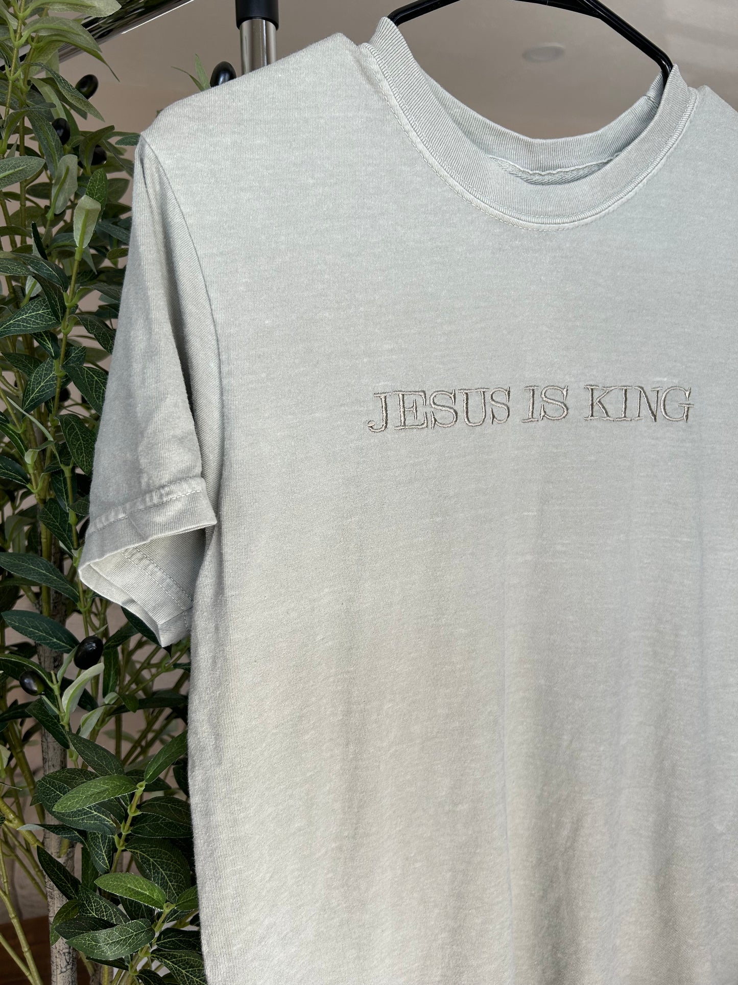 Embroidered Jesus is King Comfort Colors Tshirt