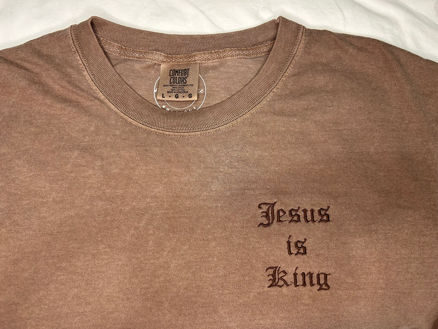 Embroidered Jesus is King Comfort colors tshirt