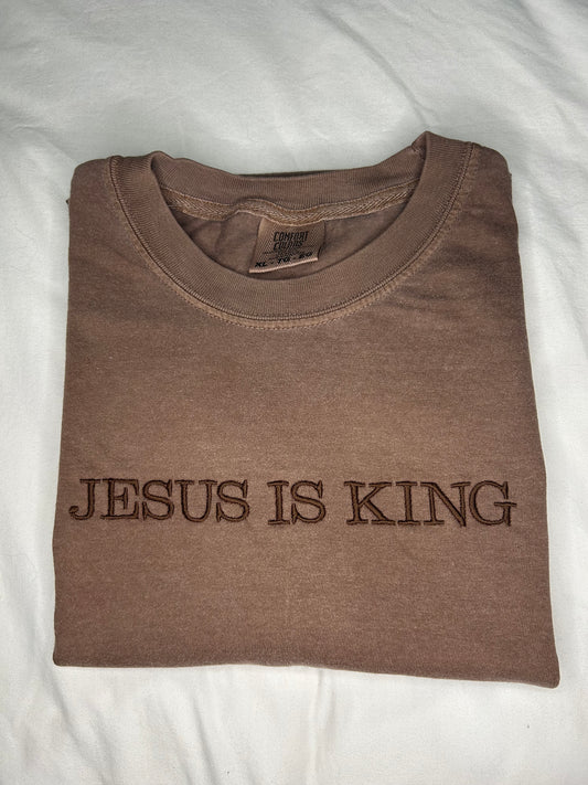 Embroidered Jesus is King Comfort Colors Tshirt