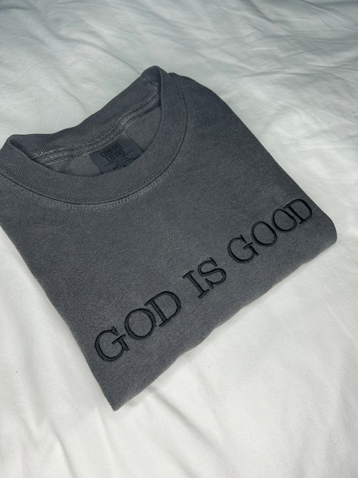 Embroidered God is Good Comfort Colors Tshirt