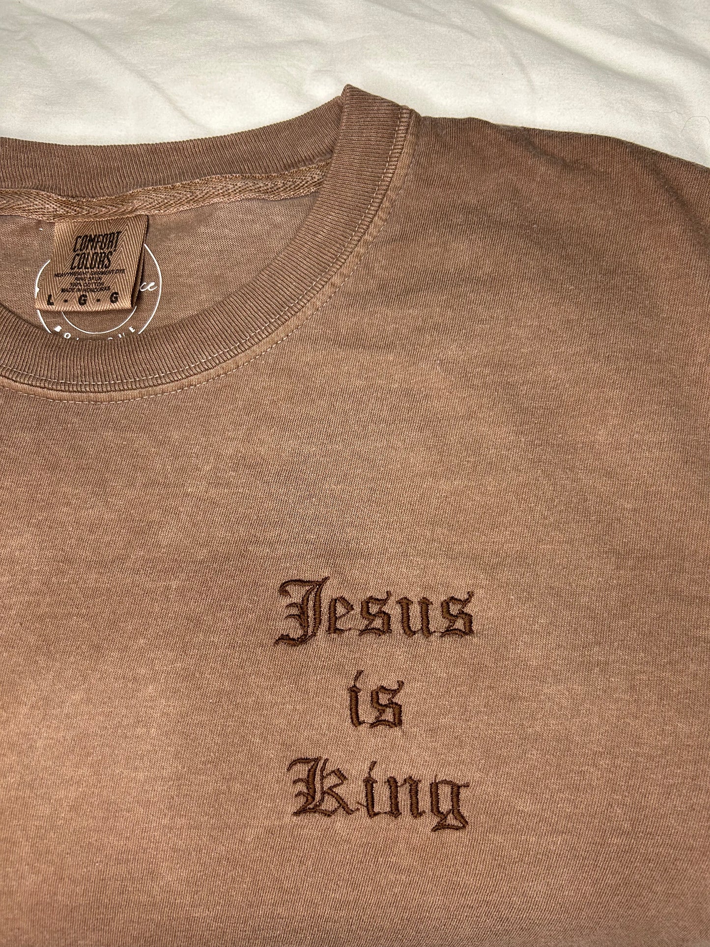 Embroidered Jesus is King Comfort colors tshirt