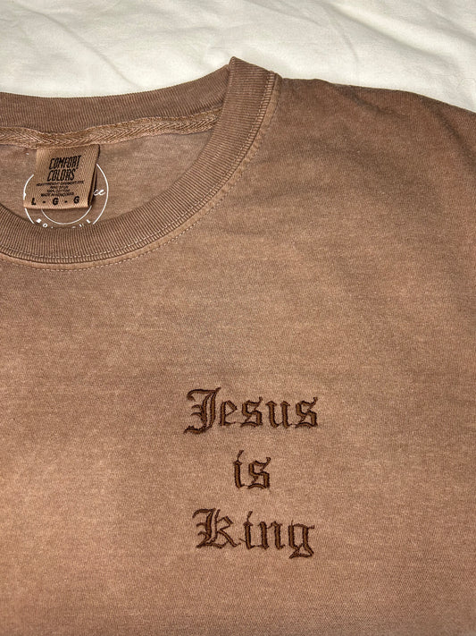 Embroidered Jesus is King Comfort colors tshirt